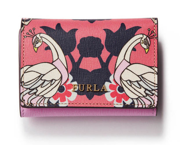フルラ×ピンクの花柄ミニ財布