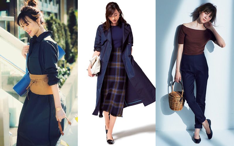 ネイビーコーデ22選 レディース ワンピース コート ニット