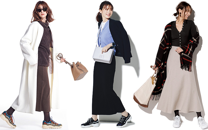 スカートとスニーカーのおすすめコーデ12選 旬のタイト ロングスカートとの合わせ方 Oggi Jp