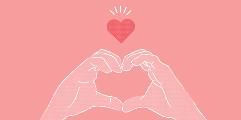 ハートマークを作る手元のイラスト