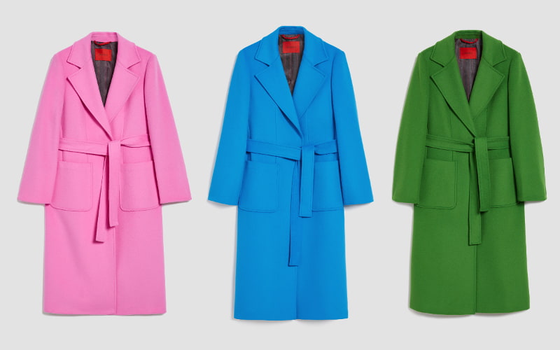 ピンク、ブルー、グリーンのコート