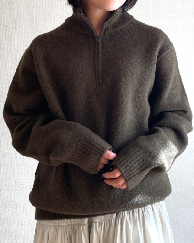 UNIQLO 【1回のみ着用】スフレヤーンハーフジップセーター