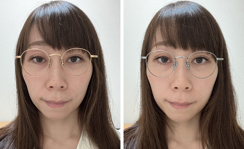 2種類のメガネをかける女性