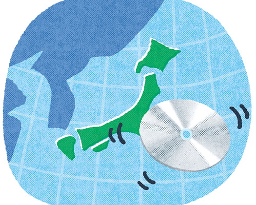 日本列島とCDのイラスト