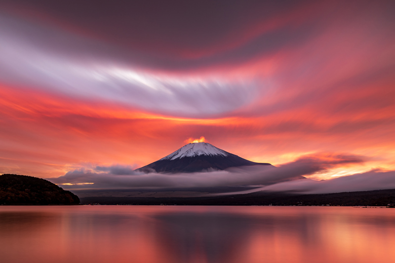 夕景の富士山