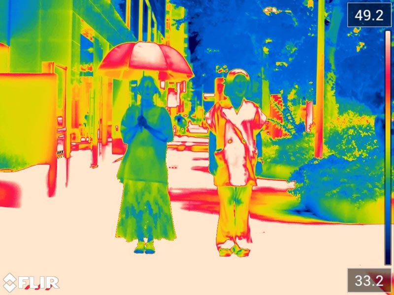 日傘の遮熱性効果イメージ