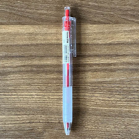 ポリカーボネイト ボールペン（ラバーグリップ付）0.7mm・赤