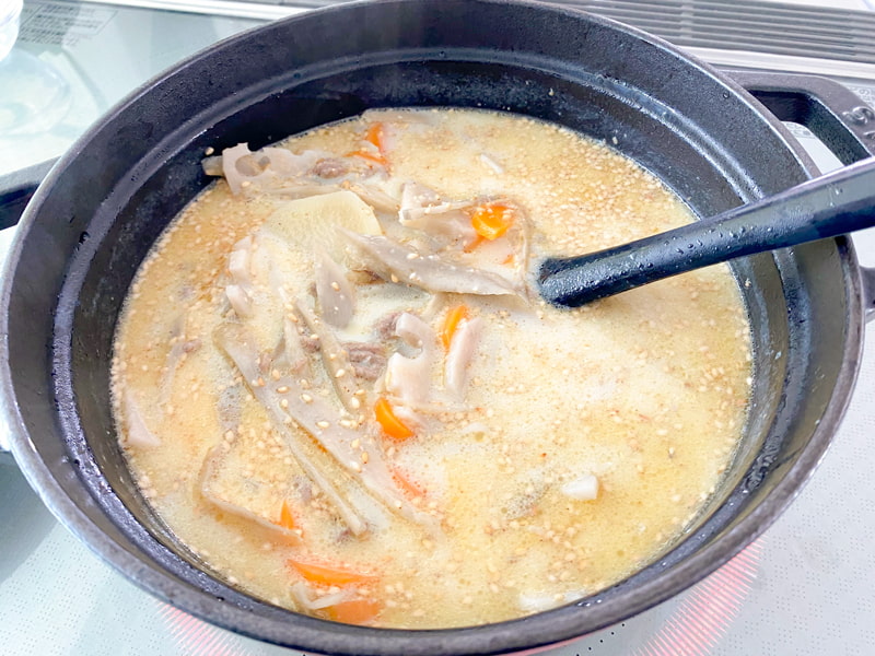 根菜の豆乳味噌スープ