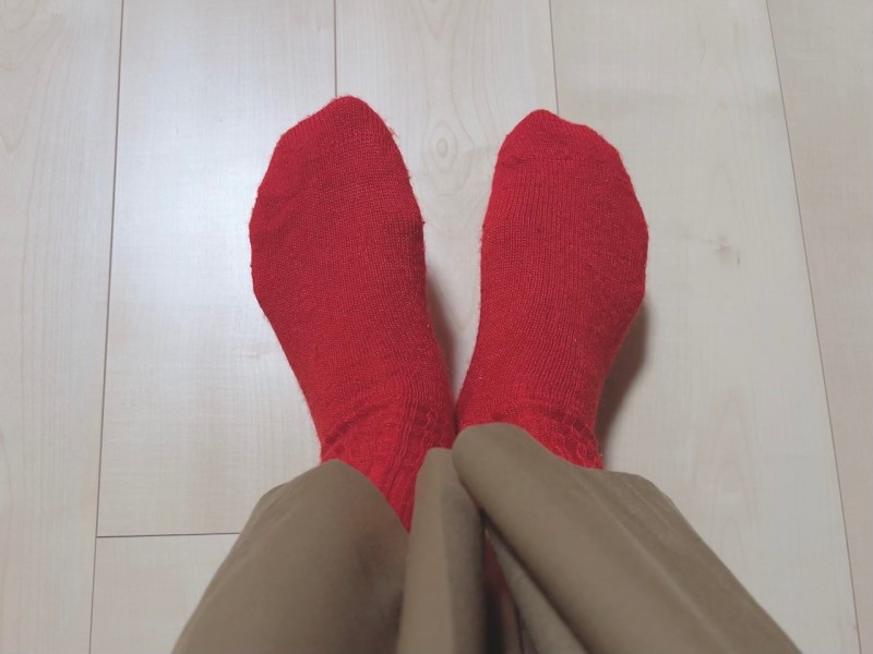 徳島えりかさんの赤い靴下