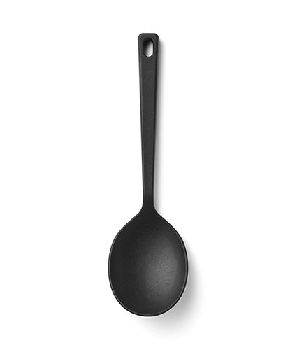 黒いシリコーン調理スプーンの写真