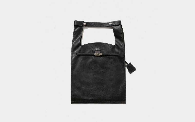 extra large market bag in shrink leatherブラック