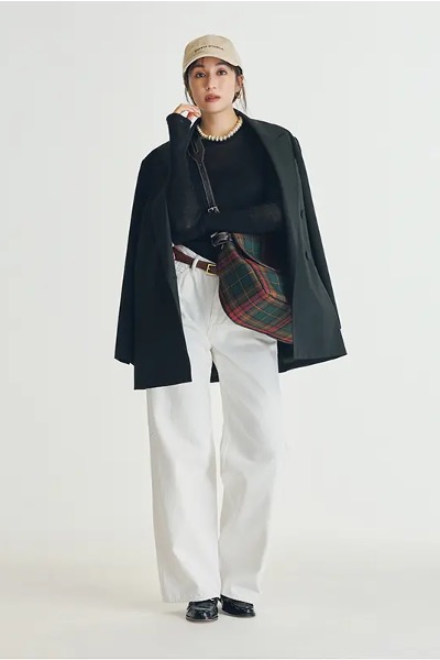 チェック柄ショルダーバッグ×トラッドコーデ