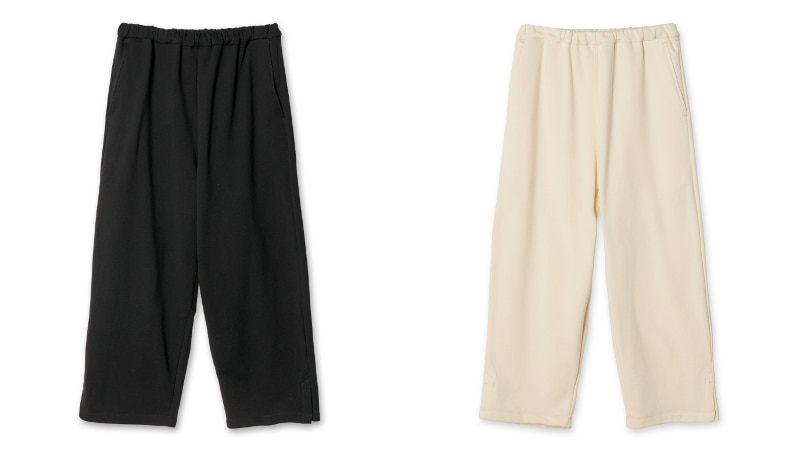 ▲The ultimate side slit sweat pants 各￥5,3900 
カラー：BLACK / IVORY