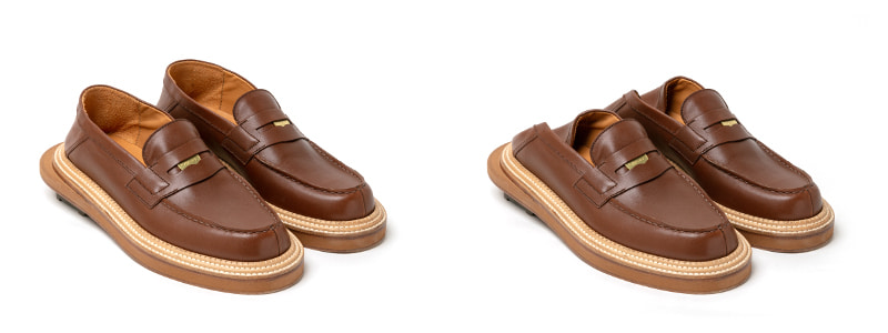 ▲Loafer mule in brown calfskin¥168,300