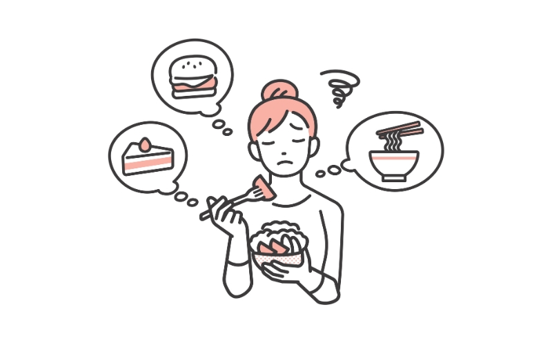 ダイエットで食事制限をしている女性のイラスト