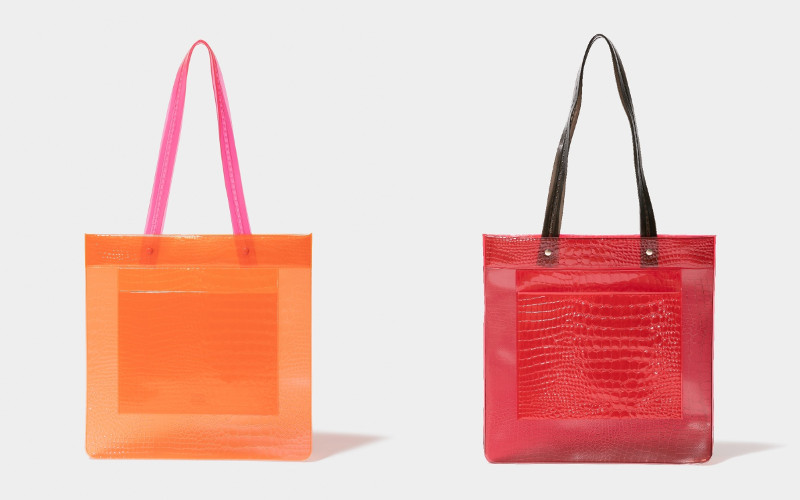 nothing to hide vinyl tote bag オレンジ、レッド