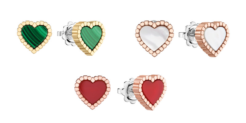 ▲(左から)YG×マラカイト
PG×マザーオブパール
PG×カーネリアン 各¥385,000
(約1×1cm)