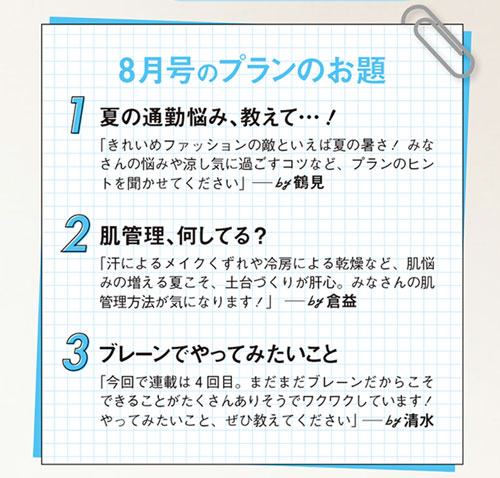 8月号プラン会議のお題