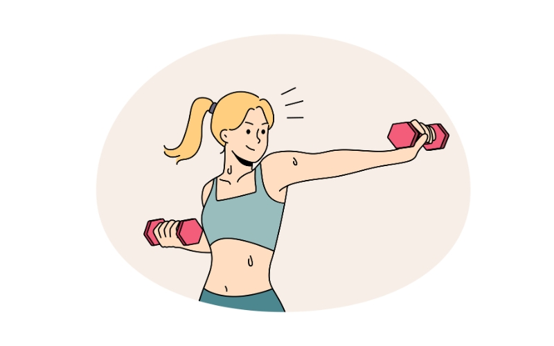 運動をして汗をかく女性