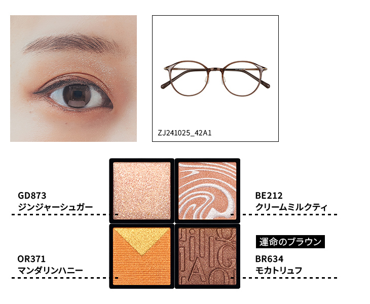 赤みブラウンメイクと使用アイシャドウ