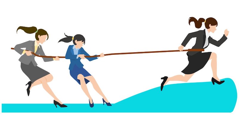 足を引っ張るビジネスパーソンのイラスト