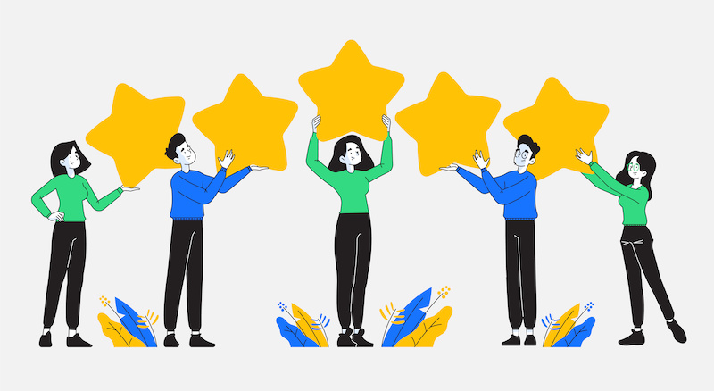 星を持っている人々のイラスト　フィードバックイメージ