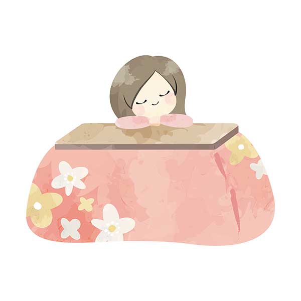 こたつでくつろぐ少女のイラスト