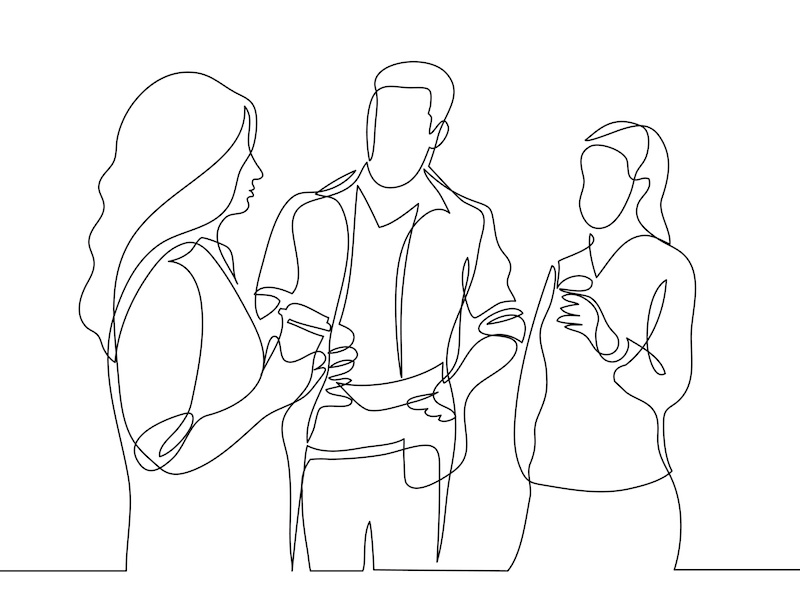 会話している人々の線画イラスト
