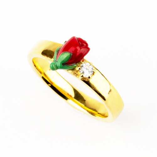 イエローゴールド リング Ribbon Floral