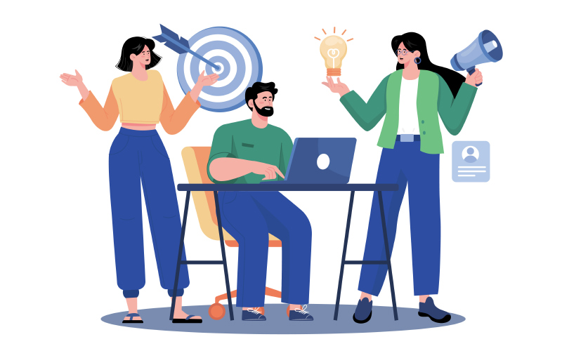 話し合いをしている3人のイラスト