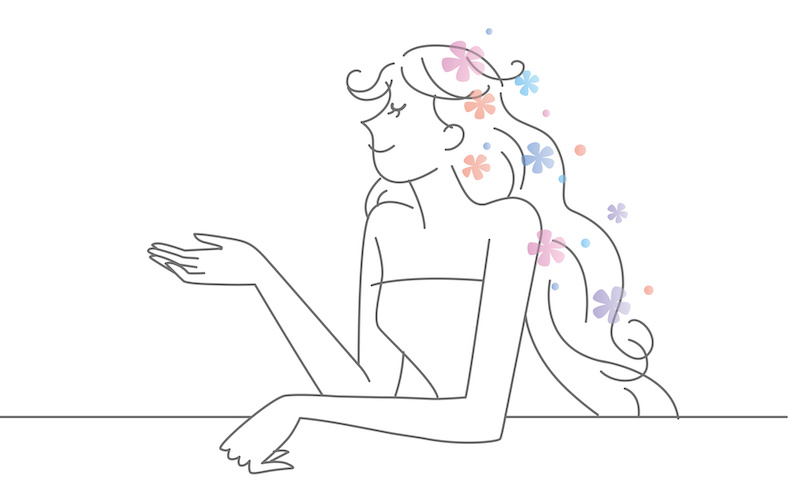 ロングヘアの女性のイラスト