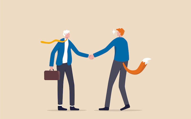 握手しているビジネスパーソンのイラスト