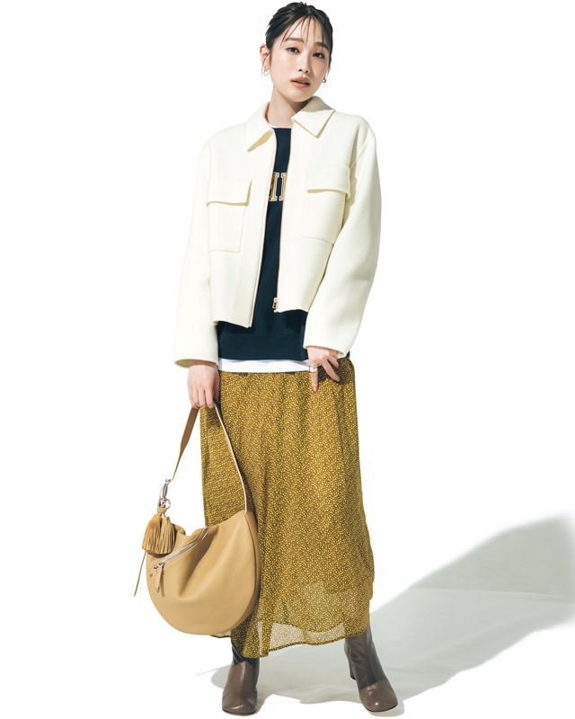 襟付きブルゾンコーデ