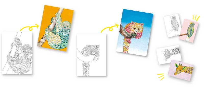 塗る前と塗った後の塗り絵の写真