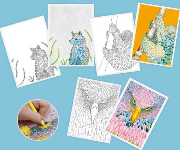 塗る前と塗った後の塗り絵の写真