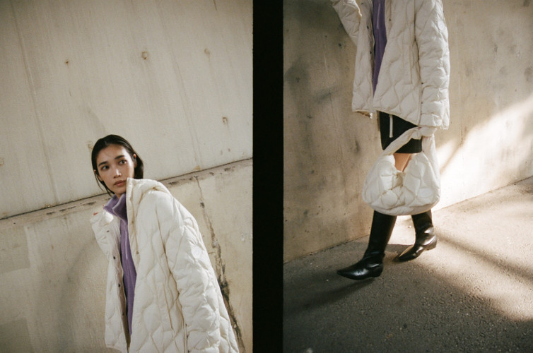 キルティングコート着用画像