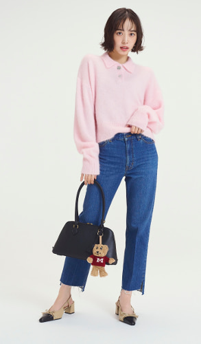 裾段差テーパードデニムパンツ