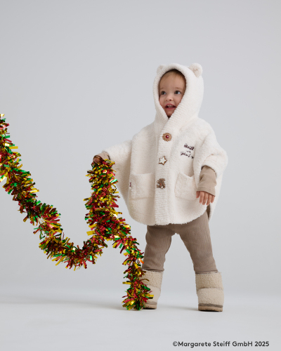 テディベア柄ベビーポンチョ