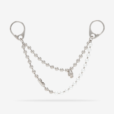 パール＆スカル ダブル チェーン チャーム