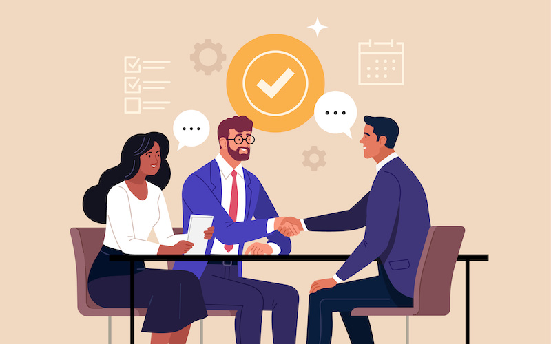 握手しているビジネスパーソンのイラスト