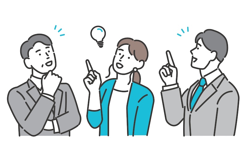 閃いているビジネスパーソンたちのイラスト