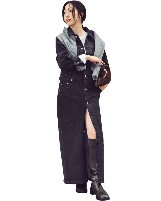 ブラックドレスコーデ