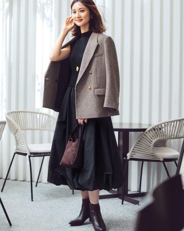 ジャケット×ドッキングワンピ