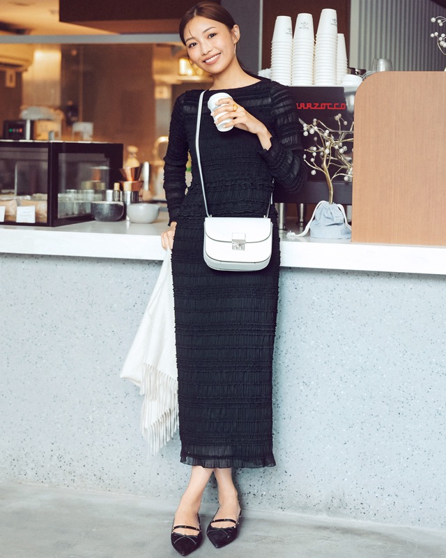 シフォンフリルワンピ