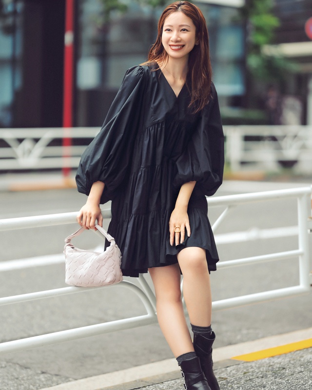 バルーン袖ミニワンピ