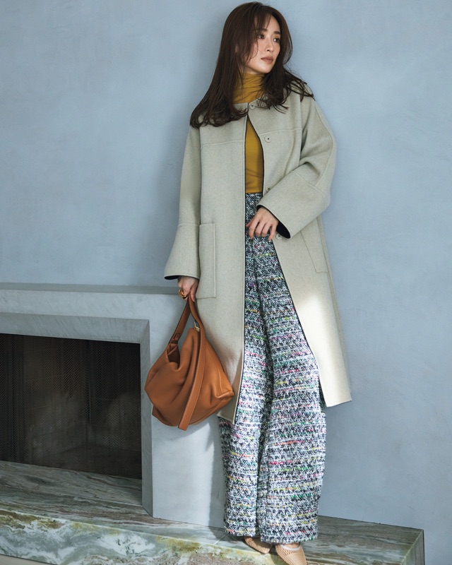 カシミアコートコーデ