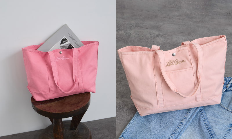 「グローサリー・トート・ウィズ・ロング・ハンドル」Red、Pink