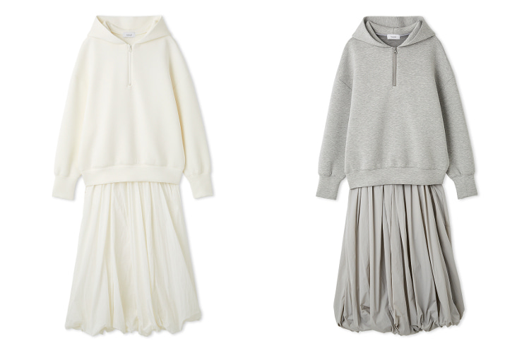 ダンボールフーディ×スカートセット
ホワイト、グレー