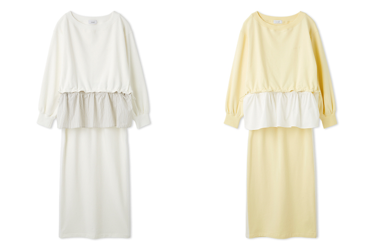 布帛ドッキング裏毛セットアップ
ホワイト、イエロー