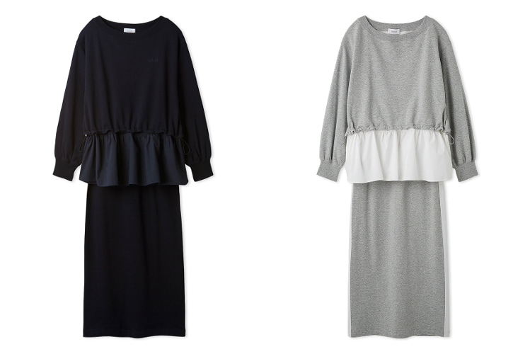 布帛ドッキング裏毛セットアップ
ネイビー、グレー